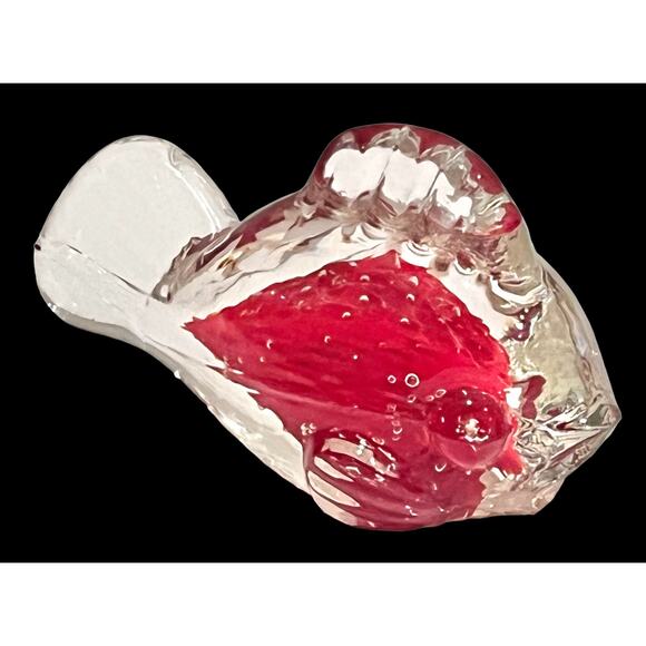 Norcrest Handblown Fish Art Glass Red Control Bubble PAPERWEIGHT Japan 4” Figure - Picture 6 of 7